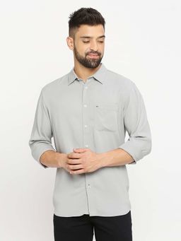 BASICS - Men Grey Viscose Blend Solid Shirt