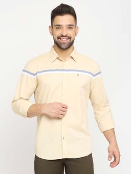 BASICS - Men Yellow Cotton Stripes Shirt