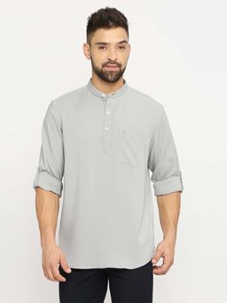 BASICS - Men Grey Viscose Blend Solid Shirt