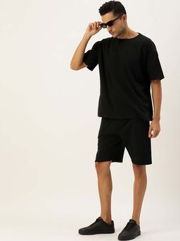 Bene Kleed - Men Black Pure Cotton Solid Short Set