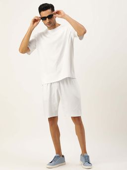 Bene Kleed - Men White Cotton Solid Short Set