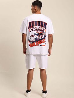 Bene Kleed - Men White Cotton Graphic Short Set