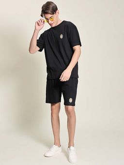 Bene Kleed - Men Black Cotton Graphic Short Set