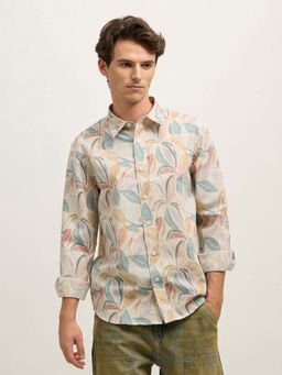 Espanshe - Men Blue Polycotton Floral Shirt