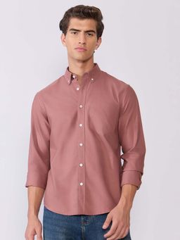 Espanshe - Men Pink Cotton Solid Shirt