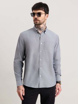 Espanshe - Men Grey Cotton Solid Shirt