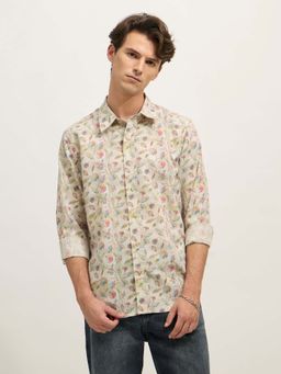 Espanshe - Men Green Polycotton Floral Shirt