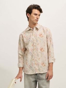 Espanshe - Men Orange Polycotton Floral Shirt