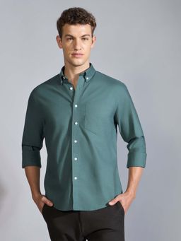 Espanshe - Men Blue Cotton Solid Shirt
