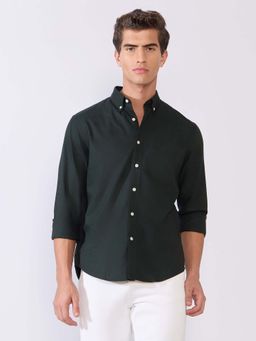 Espanshe - Men Green Cotton Solid Shirt
