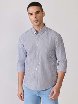 Espanshe - Men Black Cotton Stripes Shirt