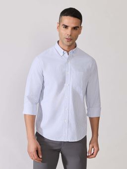 Espanshe - Men Blue Cotton Stripes Shirt