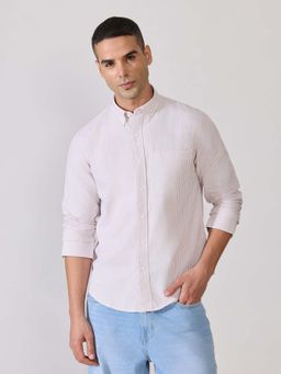 Espanshe - Men Pink Cotton Stripes Shirt