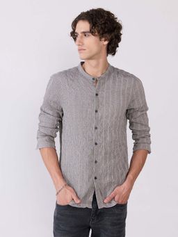 Espanshe - Men Grey Viscose Blend Stripes Shirt