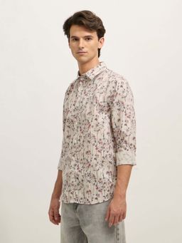 Espanshe - Men Pink Polycotton Floral Shirt