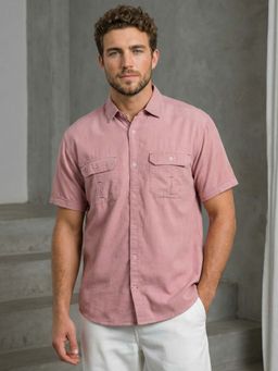 KUONS AVENUE - Men Pink Corduroy Solid Shirt