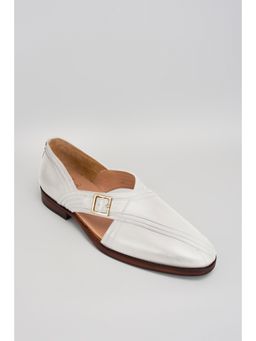Bubber Couture - Warner White Pintucked Italian Leather Peshawari Sandals