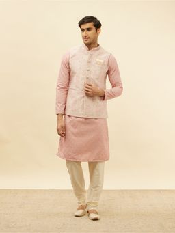 Manyavar - Mens Pink Brocade Self Design Jacket