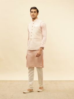 Manyavar - Mens Pink Brocade Jacquard Jacket
