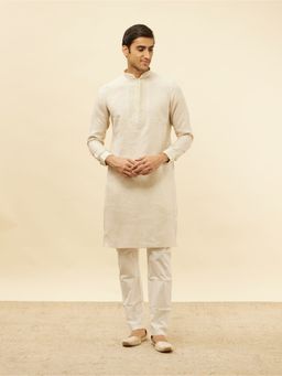 Manyavar - Mens Natural Linen Solid Kurtas