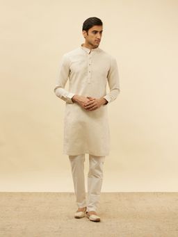 Manyavar - Mens Natural Blended Linen Printed Kurtas