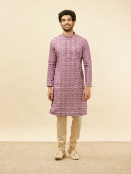 Manyavar - Mens Purple Blended Cotton Printed Kurtas