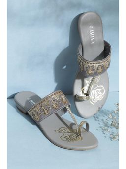 Biba - Embrodiered Grey Casual Flats
