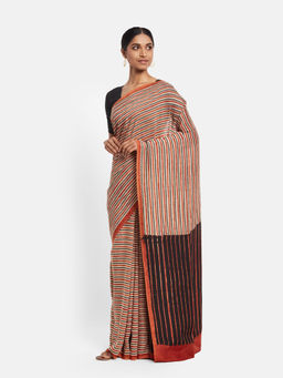 Fabindia - Viscose Bagru Print Sari without Blouse