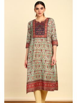 Soch - Womens Green Viscose Ethnic Motifs Kurta with Beads