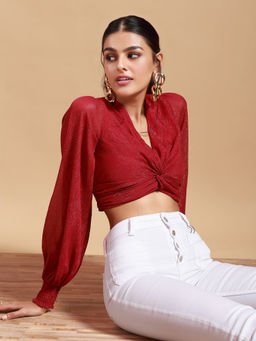 RSVP by Nykaa Fashion - Red Its Twisted Ahead Crop Top