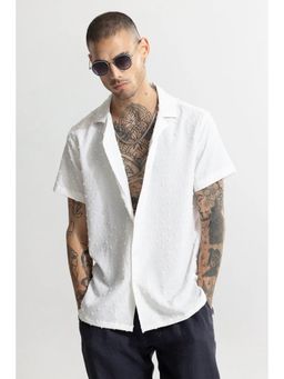 Snitch - Men White Embroidered Rayon Casual Shirt