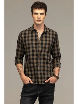 Snitch - Men Black Checks Cotton Casual Shirt