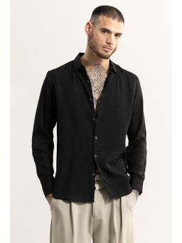 Snitch - Men Black Textured Cotton Blend Casual Shirt