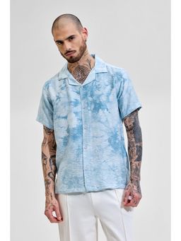 Snitch - Men Blue Abstract Viscose Blend Casual Shirt