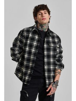 Snitch - Men Black Checks Polyester Blend Casual Shirt