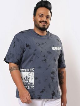Bewakoof - Mens Grey Tie & Dye Oversized T-shirt