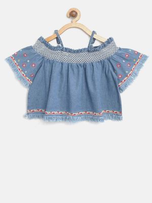 Nautinati Girls' Solid Cropped Top