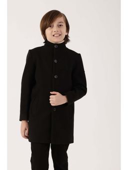 One Friday - Black Solid Regular Overcoat