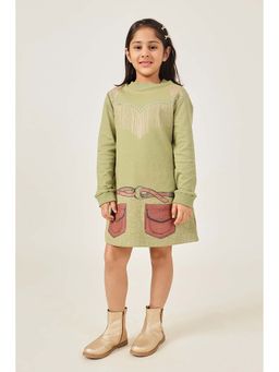 One Friday - Olive Printed A-Line Dress