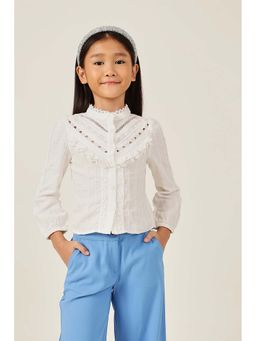 One Friday - Off White Self Design Regular Top