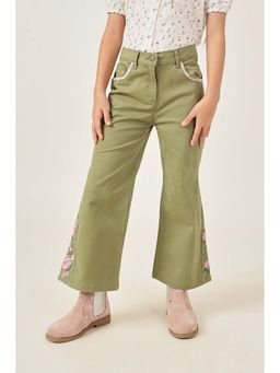 One Friday - Olive Embroidered Regular Trouser