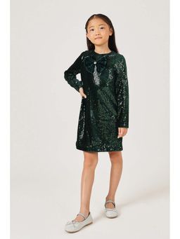 One Friday - Green Embellished A-Line Dress