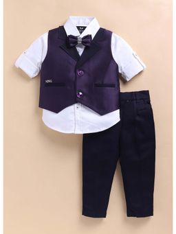 Little Collars - Lavender Solid Shirt with Waistcoat, Bow and Pant
