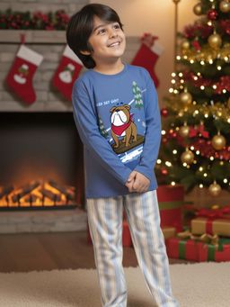 Napchief - Blue Printed Relaxed T-shirt and Pyjama