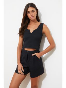Trendyol - Womens Black Textured Crop Top