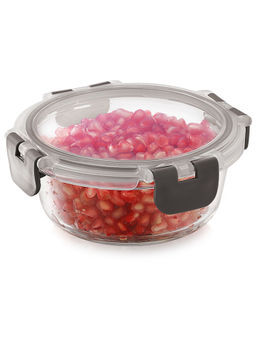MAGNUS - Glock Borosilicate Glass Food Round Container with Microwave Safe (400ml)