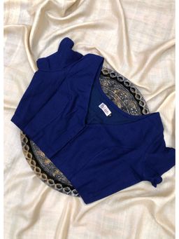 Palash - Women Cotton Slub Stitched Navy Blue Blouse