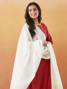 Fabindia - Natural Cotton Silk Blend Block Printed Dupatta