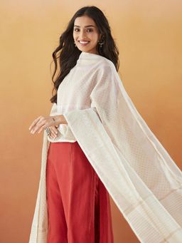 Fabindia - Natural Cotton Silk Blend Block Printed Dupatta
