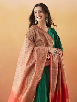 Fabindia - Red Cotton Silk Blend Block Printed Dupatta